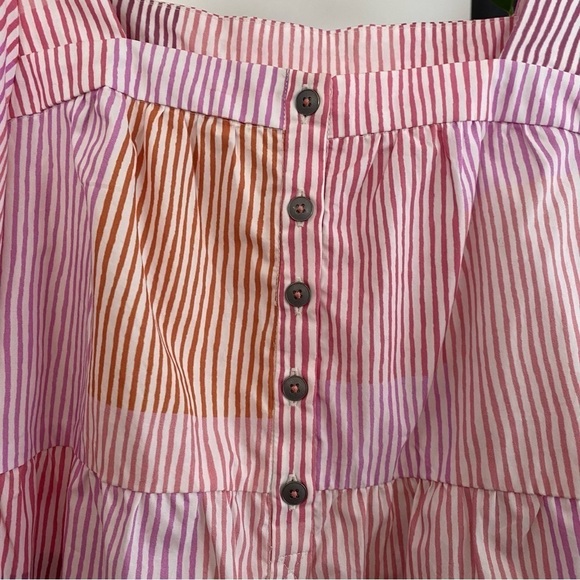 Anthropologie Maeve White Pink Orange Stripe Gable Tiered Tunic Top Small - Picture 11 of 16